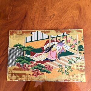 Japanese Art Print with Gold and Pink Accents